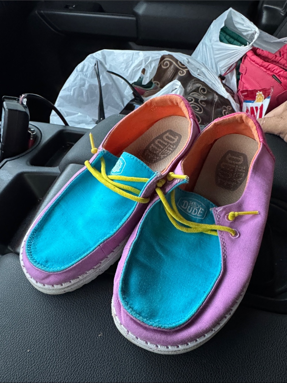 Hey Dude Kids Pink Purple Blue Canvas Lace-Up Sneakers